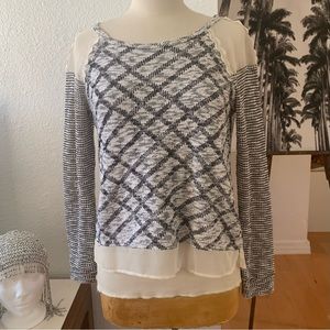 Maison Jules multiple texture patchwork long-sleeve sweater